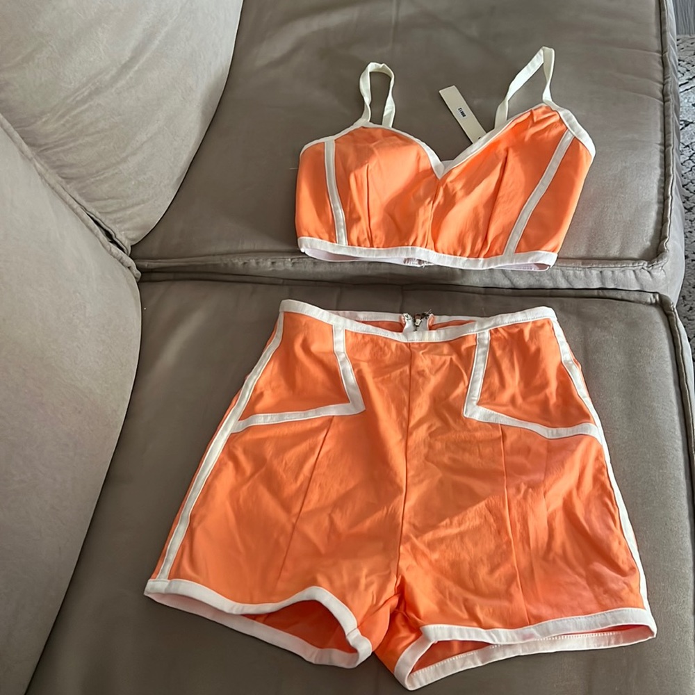 Mustard Seed nwt size small orange and white shorts with top .